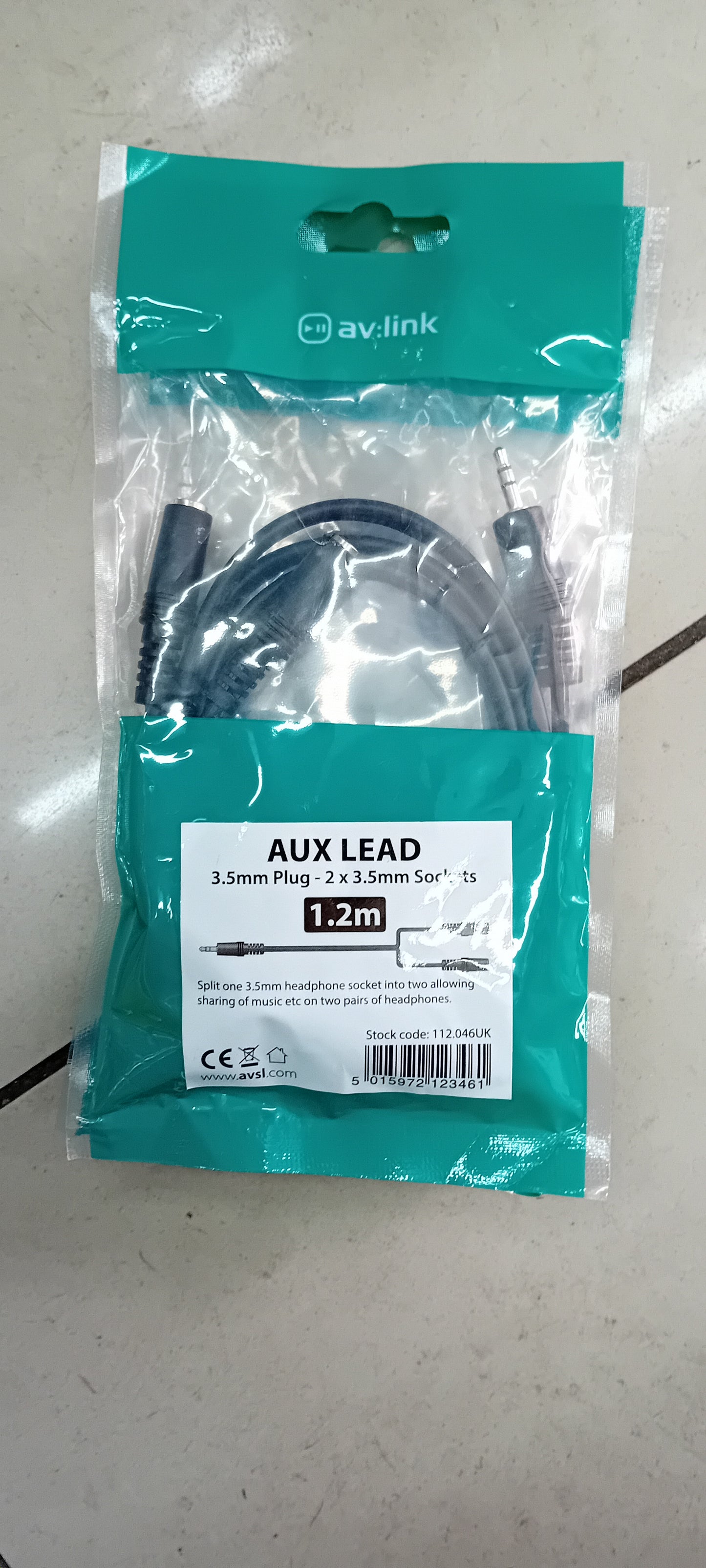Aux lead 3.5mm plug 2×3.5mm sockets