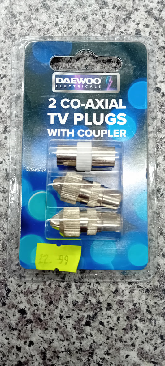 2 co-Axial TV plugs with coupler