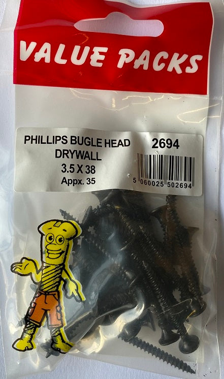 3.5 x 38 Drywall Screws Black - 35/PK (Approx) (2694 - DW35X38)