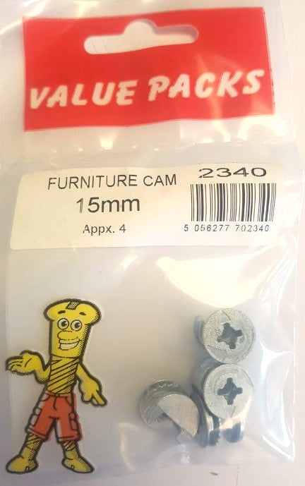 15mm Furniture Cam Locks - 4/PK (Approx) (2340 - CAM15)