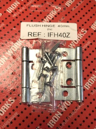 40mm Zinc Plated Flush Hinge (Pair) (IFH40Z)